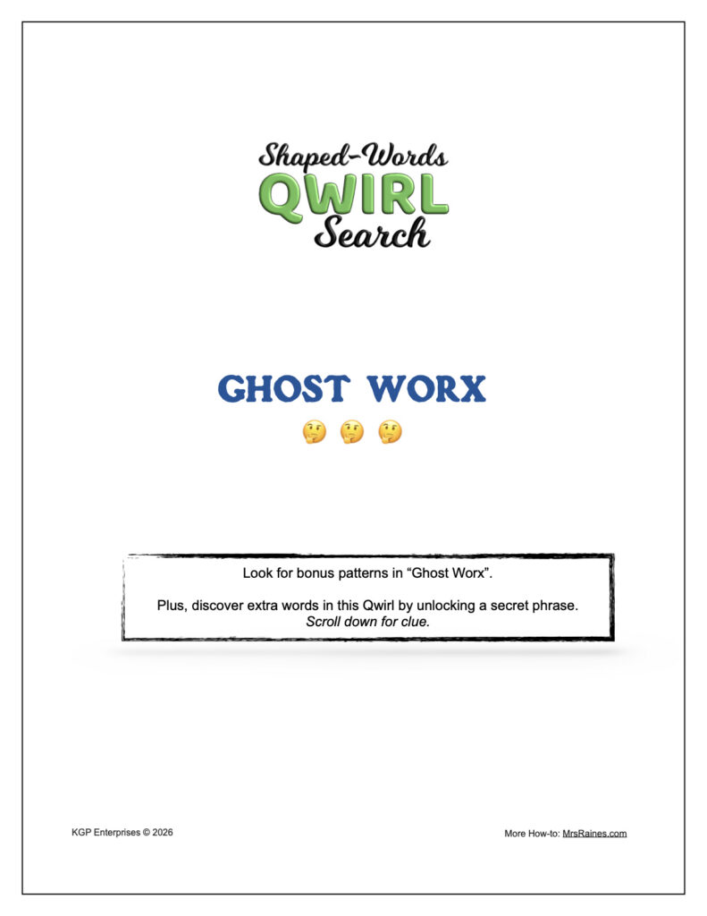 Word search Ghost Worx cover page