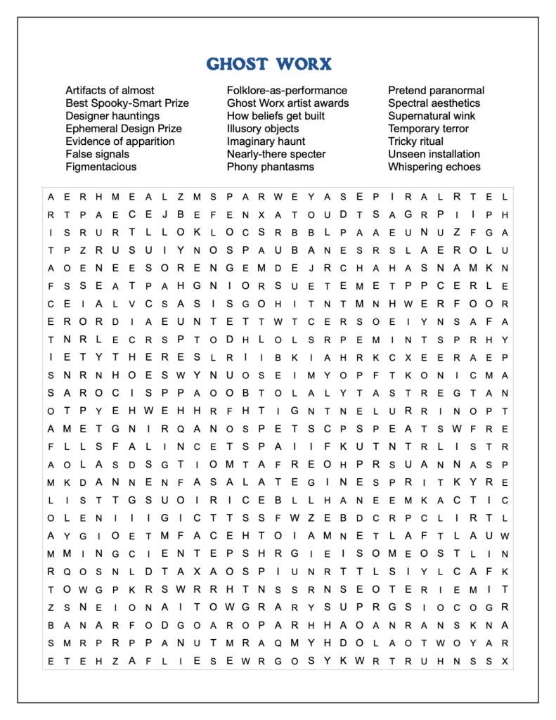 Word search Ghost Worx puzzle