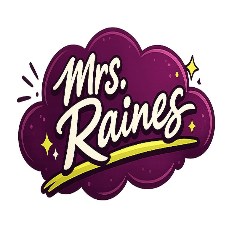 Mrs Raines energetic purple chartreuse logo