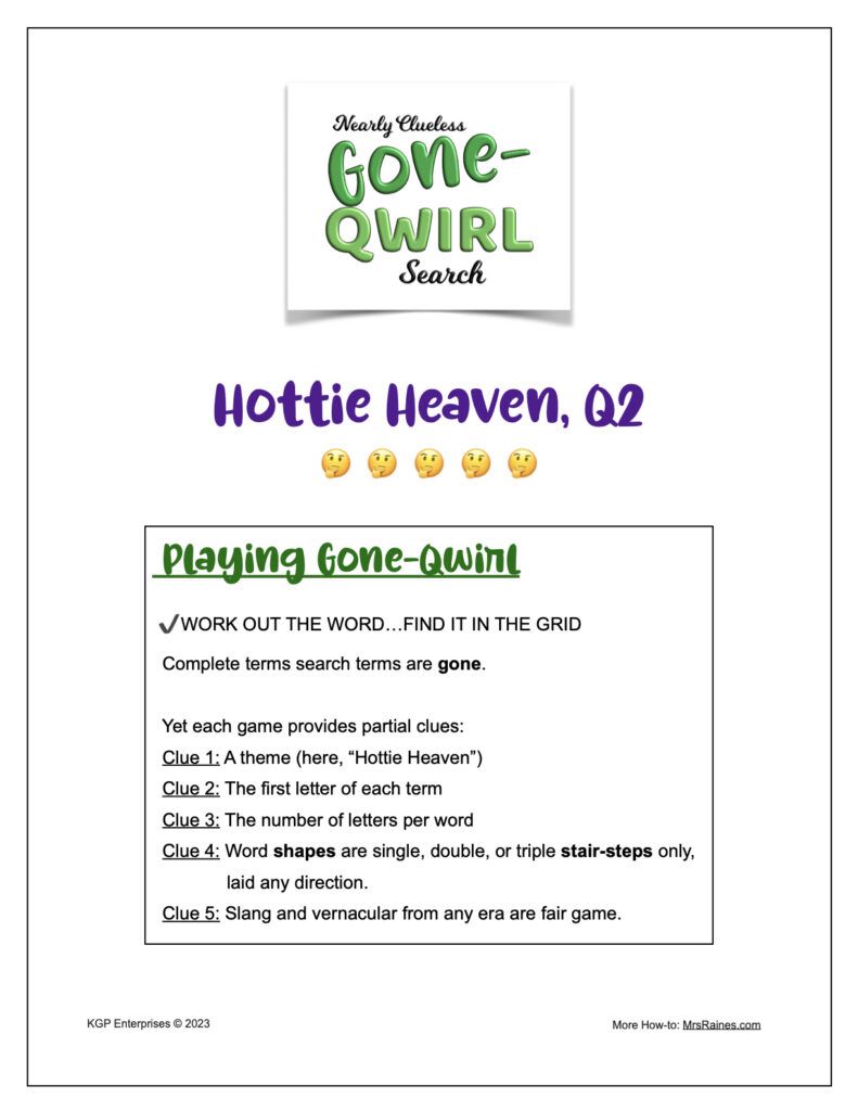 Instructions for HottieHeaven-GoneQwirl tough puzzle attractive hotness theme
