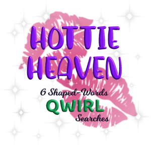 Crossed-words shaped word search Qwirl Hottie Heaven tile