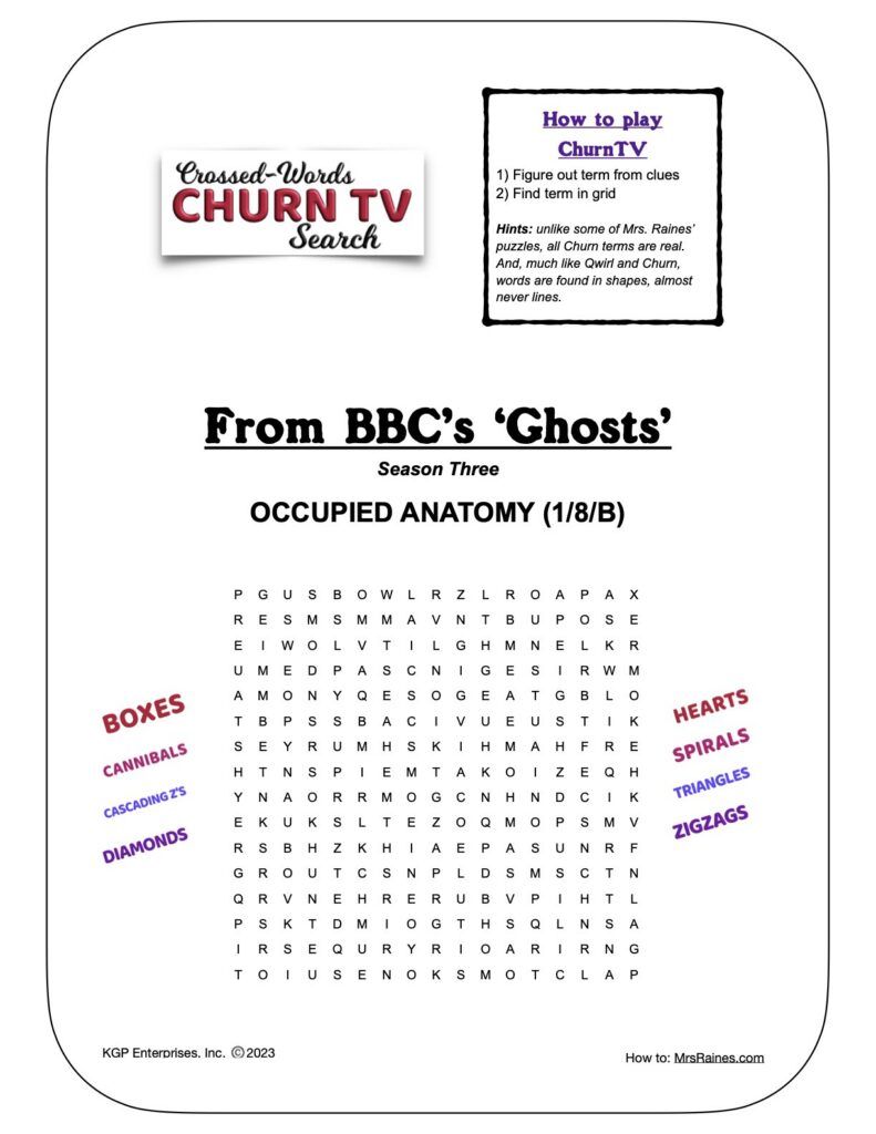 Occupied Anatomy Churn free word search and crossword puzzle