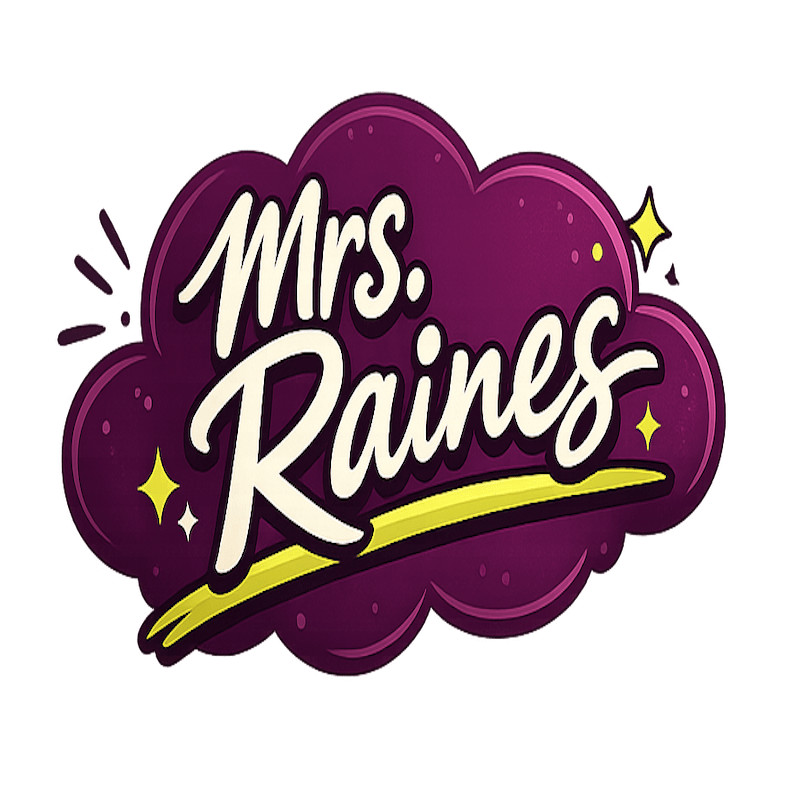 Mrs Raines energetic purple chartreuse logo